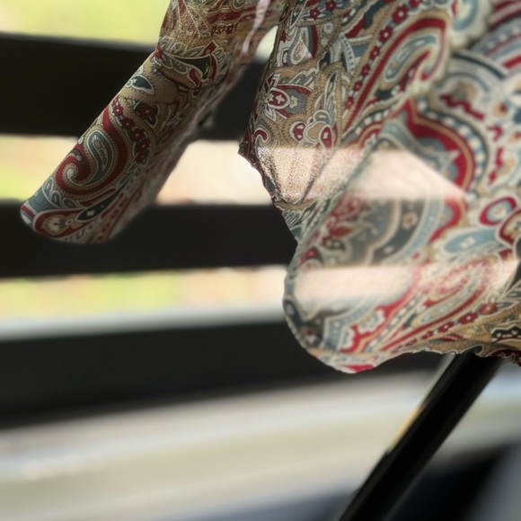 Vintage 70s 80s Jacobson’s Mod Red Beige Grey Paisley Blouse Size 8 - Picture 10 of 10